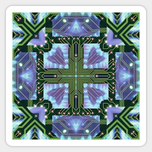 Circuitboard fire Kaleidoscope Pattern (Seamless) 15 Sticker